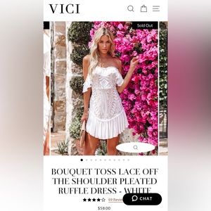 VICI Bouquet Toss Lace Off the Shoulder Pleated Ruffle Dress - White NWT- Medium